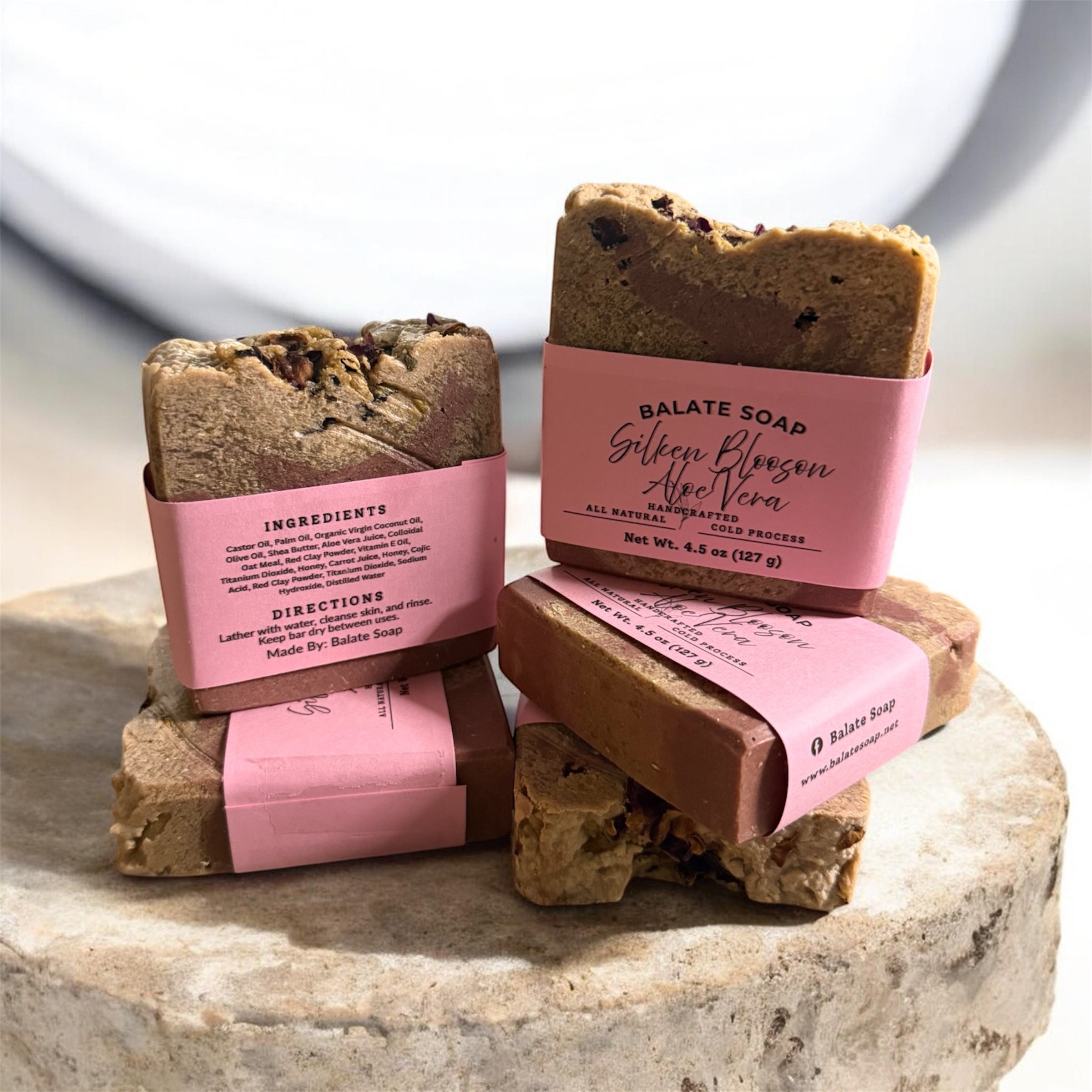 Silken Blossom Aloe Vera Handmade Soap Set – Hydrating & Soothing Floral Bars (Pack of 5)