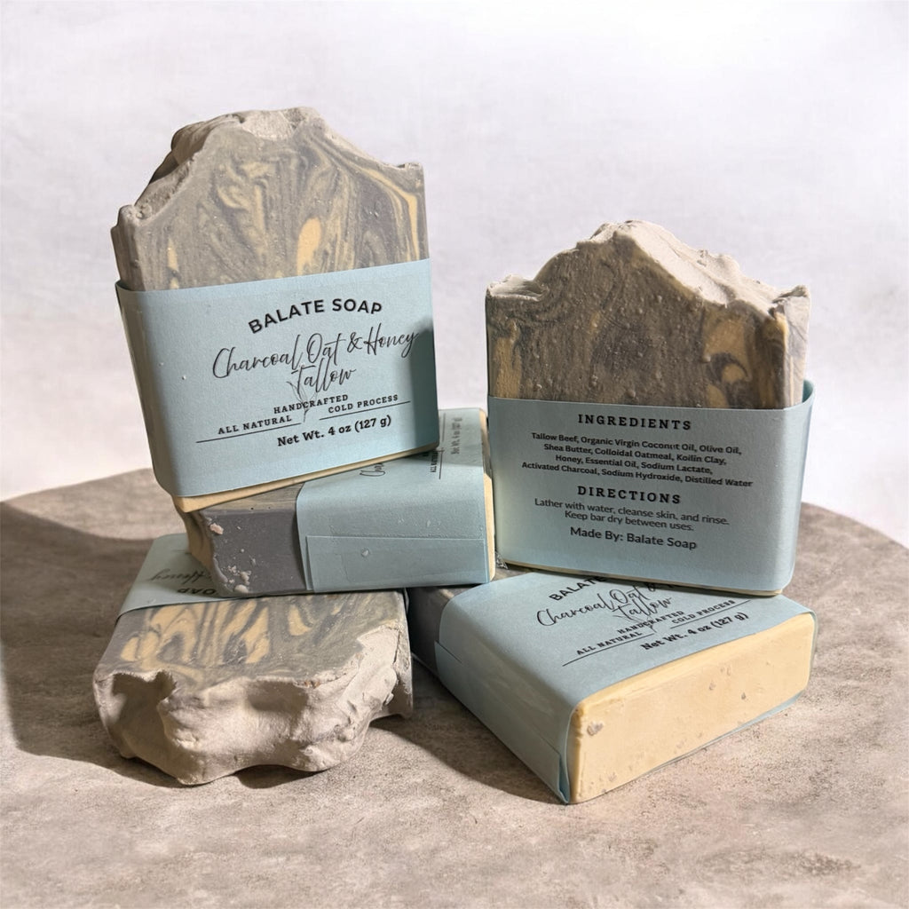 Charcoal Oats & Honey Tallow – Natural Nourishing Bar Set (Pack of 5)