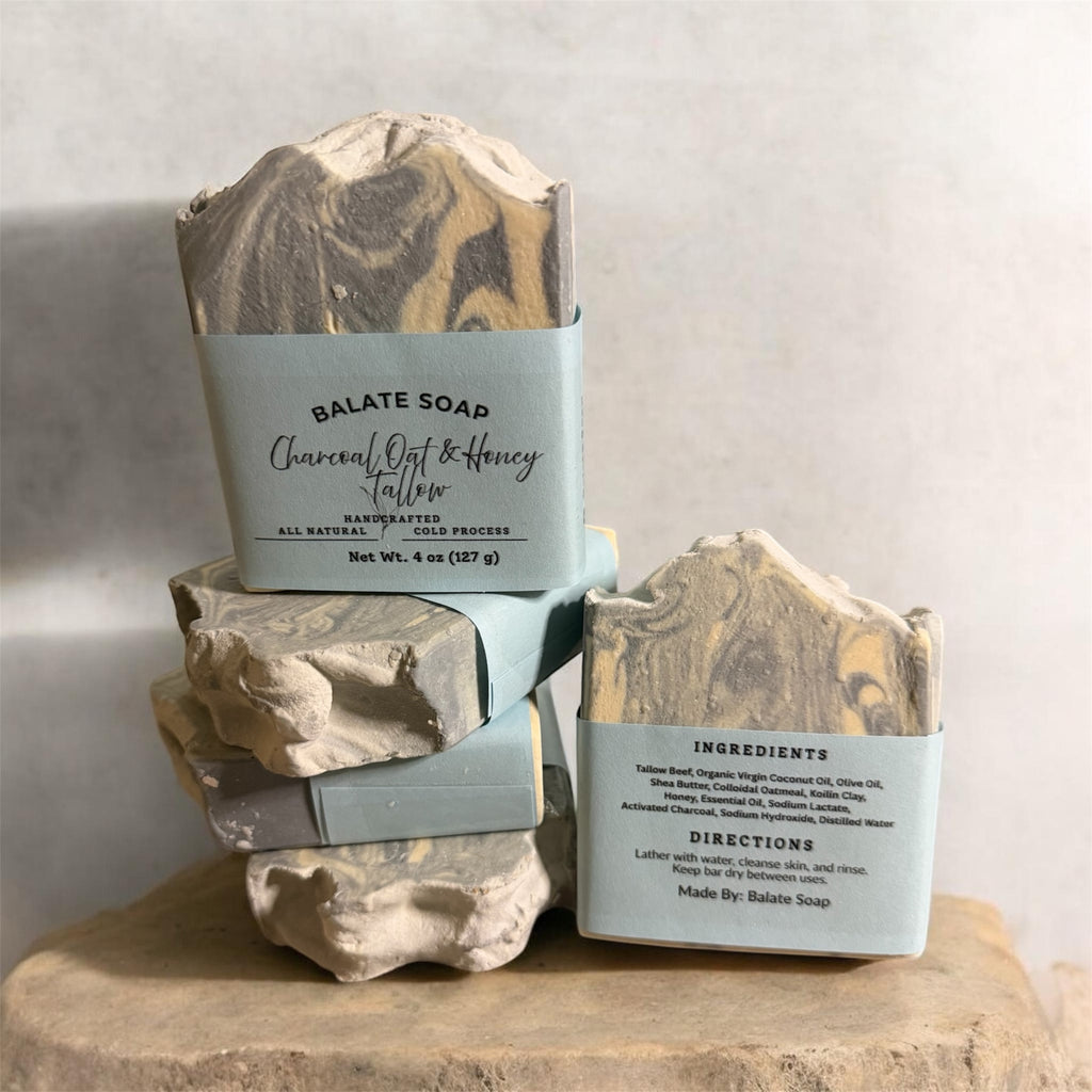 Charcoal Oats & Honey Tallow – Natural Nourishing Bar Set (Pack of 5)